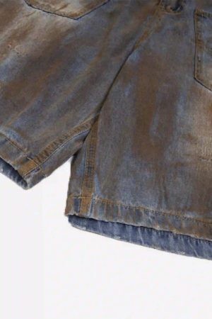 Concert Outfit American Style Wasteland Style Wide-Leg Denim Jorts