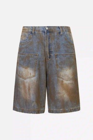 Concert Outfit American Style Wasteland Style Wide-Leg Denim Jorts
