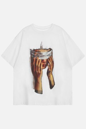 Concert Outfit American Tide Loose Print Round Neck T-Shirt