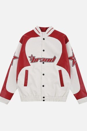 Concert Outfit American Vintage Colorblock Leather Jacket