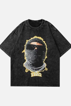 Concert Outfit American Vintage Old Masked Hip-Hop T-Shirt