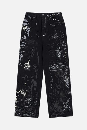 Concert Outfit Americana Graffiti Letter Print Jeans