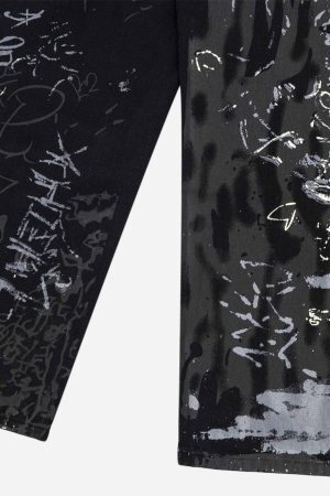 Concert Outfit Americana Graffiti Letter Print Jeans