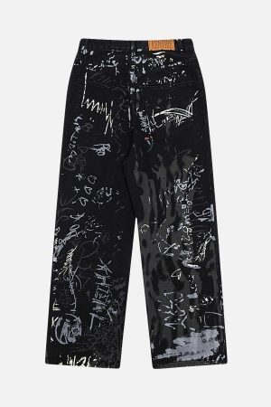 Concert Outfit Americana Graffiti Letter Print Jeans