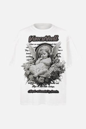 Concert Outfit Angel Print Oversized T-Shirt