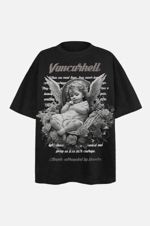 Concert Outfit Angel Print Oversized T-Shirt