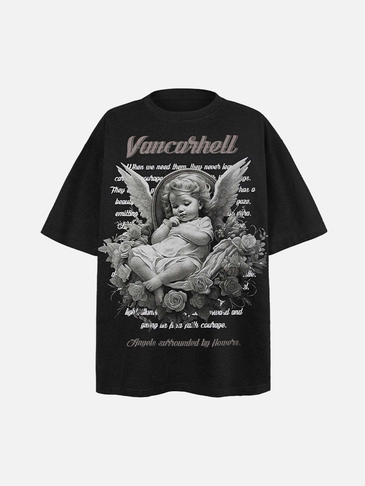 Concert Outfit Angel Print Oversized T-Shirt Concert Outfit Angel Print Oversized T-Shirt