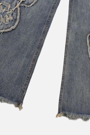 Concert Outfit Appliqued Butterfly Embroidered Jeans