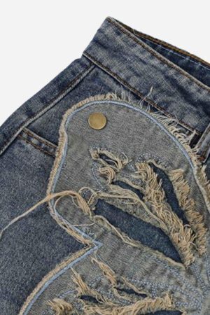 Concert Outfit Appliqued Butterfly Embroidered Jeans