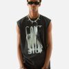 Concert Outfit Art Letter Washed Distressed Vest