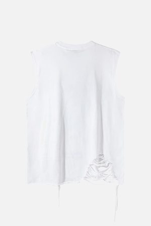 Concert Outfit Asymmetric Distressed Graffiti Chain Vest