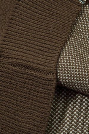 Concert Outfit Asymmetric Jacquard Stitching With Two-Way Zipper Sweater