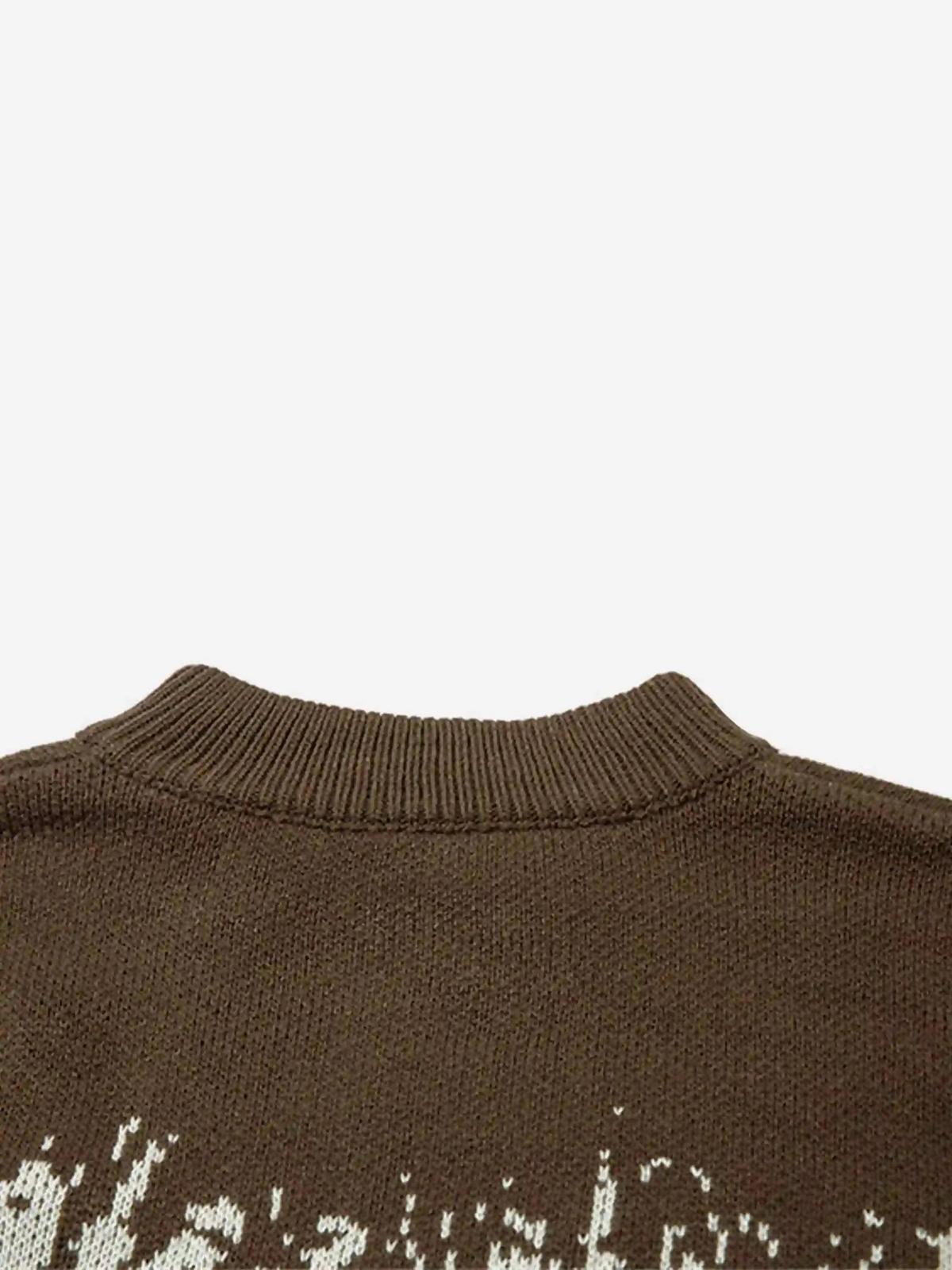 Concert Outfit Asymmetric Jacquard Stitching With Two-Way Zipper Sweater Concert Outfit Asymmetric Jacquard Stitching With Two-Way Zipper Sweater