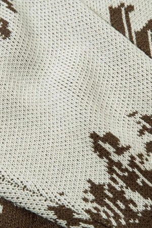 Concert Outfit Asymmetric Jacquard Stitching With Two-Way Zipper Sweater