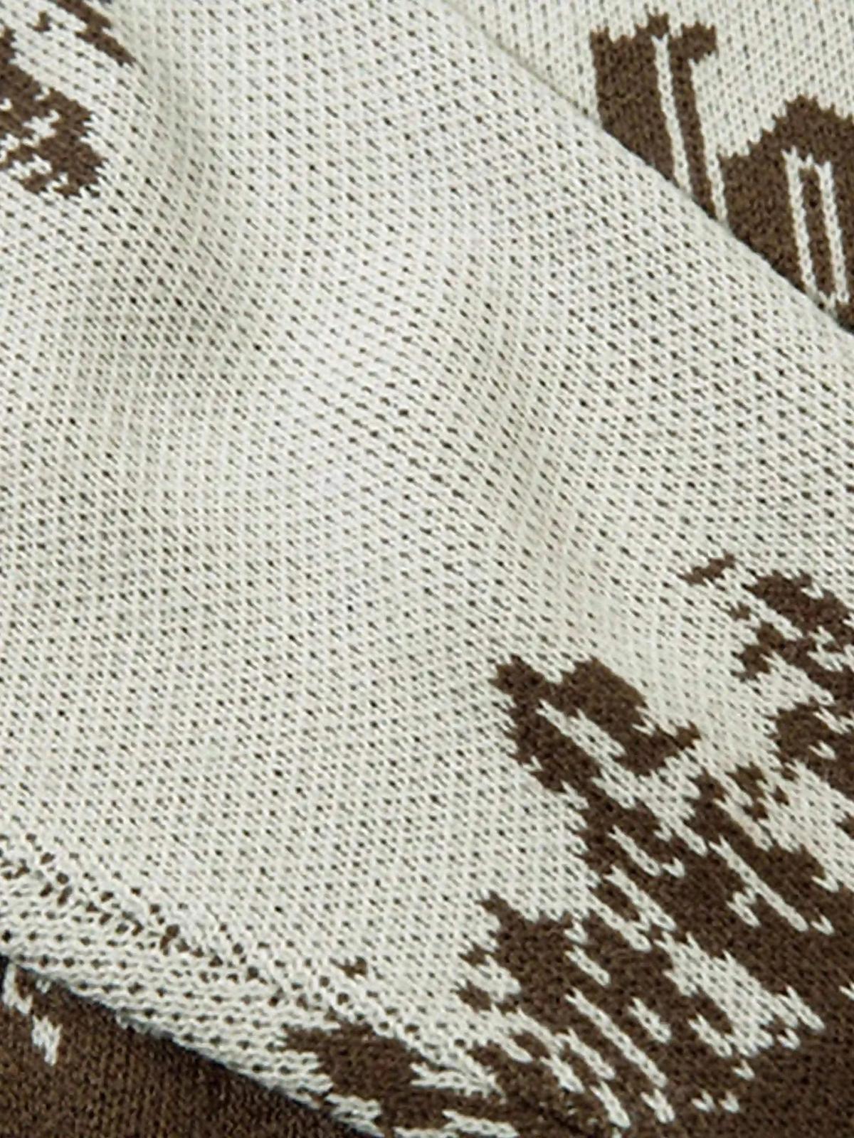 Concert Outfit Asymmetric Jacquard Stitching With Two-Way Zipper Sweater Concert Outfit Asymmetric Jacquard Stitching With Two-Way Zipper Sweater