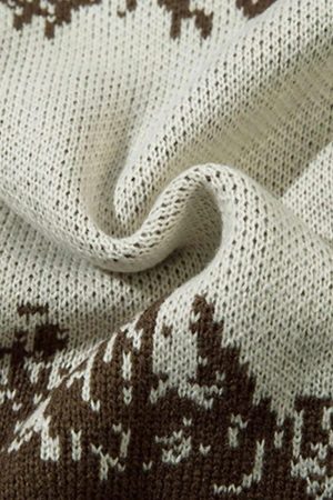 Concert Outfit Asymmetric Jacquard Stitching With Two-Way Zipper Sweater