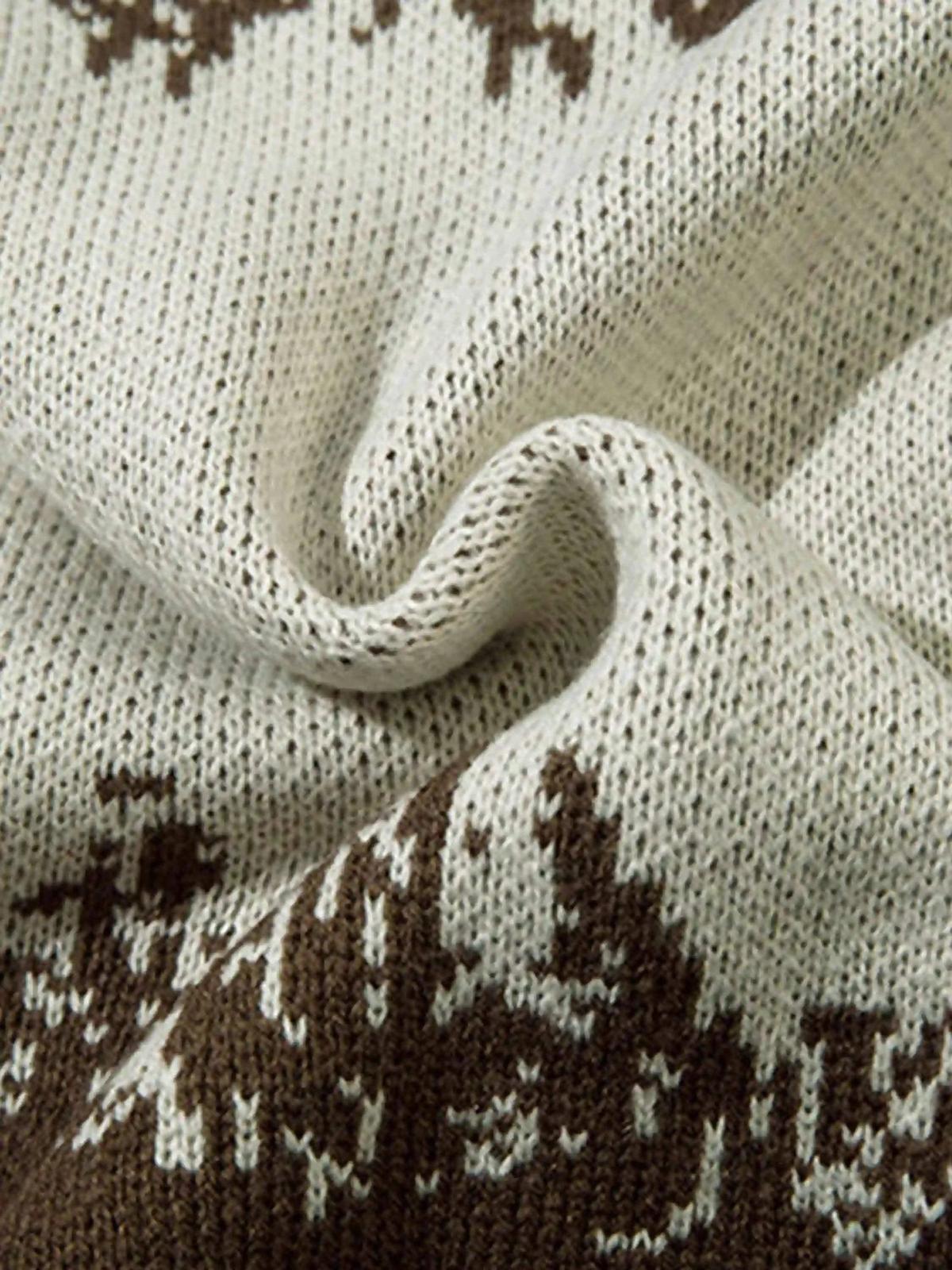 Concert Outfit Asymmetric Jacquard Stitching With Two-Way Zipper Sweater Concert Outfit Asymmetric Jacquard Stitching With Two-Way Zipper Sweater