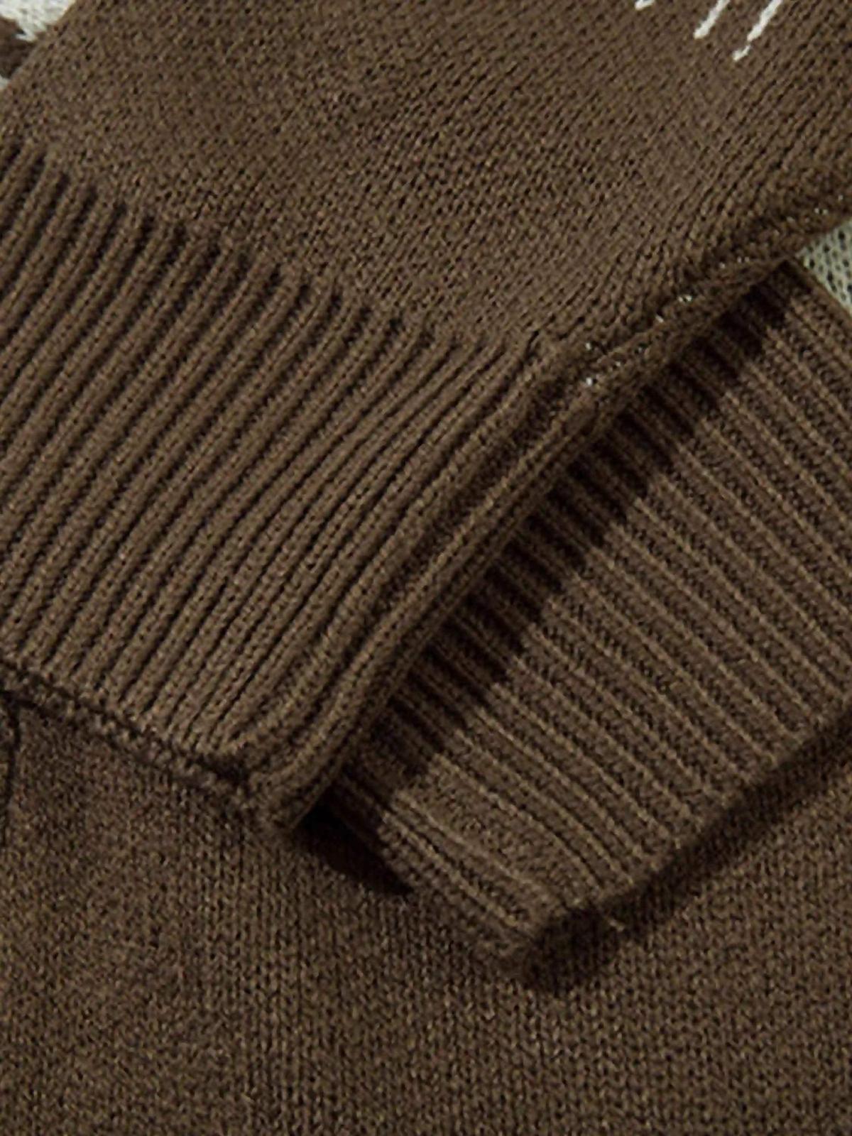 Concert Outfit Asymmetric Jacquard Stitching With Two-Way Zipper Sweater Concert Outfit Asymmetric Jacquard Stitching With Two-Way Zipper Sweater