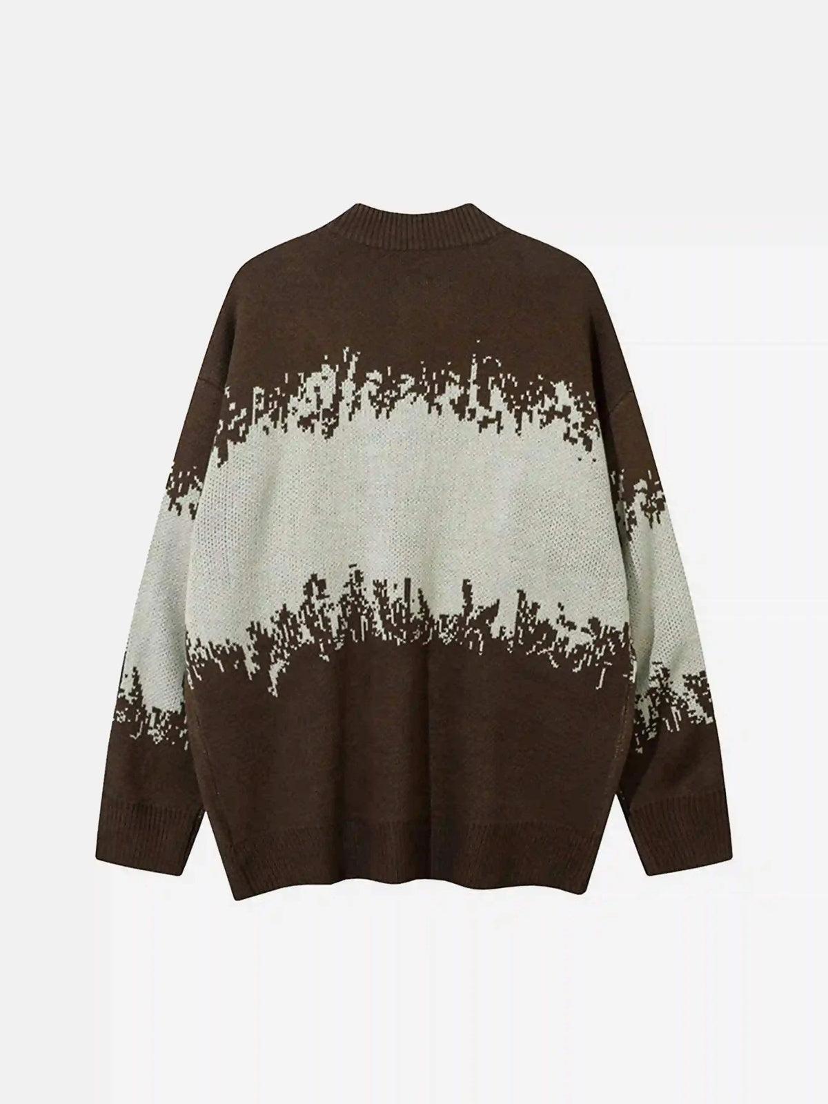 Concert Outfit Asymmetric Jacquard Stitching With Two-Way Zipper Sweater Concert Outfit Asymmetric Jacquard Stitching With Two-Way Zipper Sweater