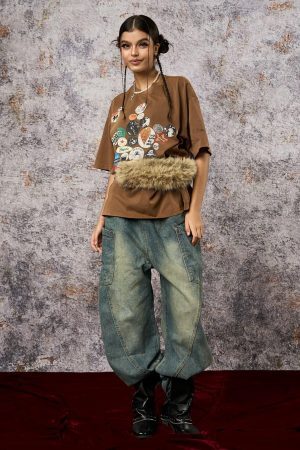 Concert Outfit Badge Print Distressed Short Sleeve T-Shirt