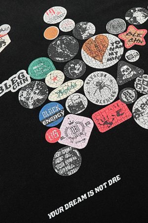 Concert Outfit Badge Print Distressed Short Sleeve T-Shirt