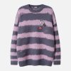 Concert Outfit Badge Striped Ripped Sweater
