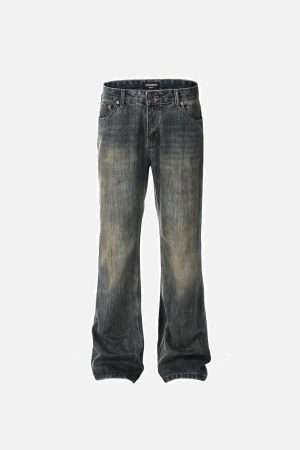 Concert Outfit Bamboo Texture Flared Jeans