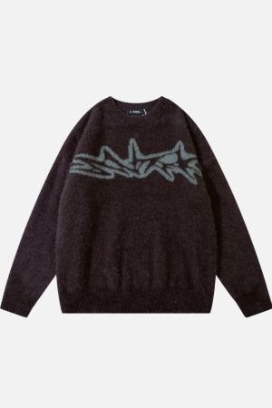 Concert Outfit Barbed Jacquard Knitted Sweater