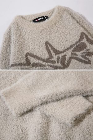 Concert Outfit Barbed Jacquard Knitted Sweater