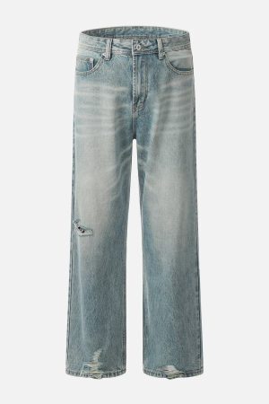 Concert Outfit Basic Distressed Loose Jeans