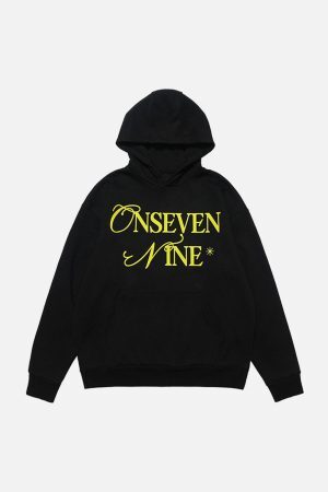 Concert Outfit Basic Letter Print Fleece Hoodie