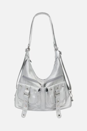 Concert Outfit Basic Multi Pocket Faux Leather Bag