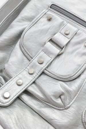 Concert Outfit Basic Multi Pocket Faux Leather Bag