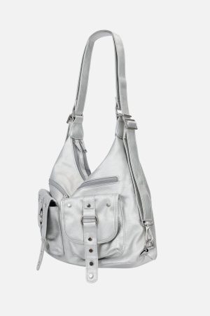 Concert Outfit Basic Multi Pocket Faux Leather Bag