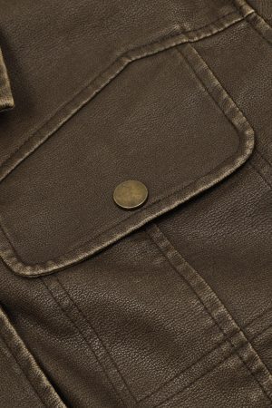 Concert Outfit Basic Pocket Faux Leather Jacket