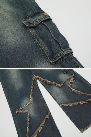 Concert Outfit Basic Star Fringe Loose Jeans