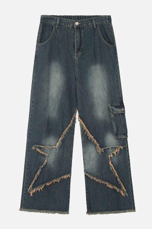 Concert Outfit Basic Star Fringe Loose Jeans