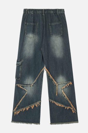Concert Outfit Basic Star Fringe Loose Jeans