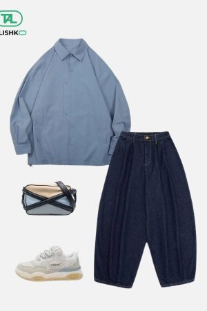 Concert Outfit Basic Tapered Baggy Jeans