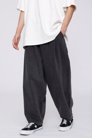 Concert Outfit Basic Tapered Baggy Jeans