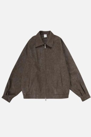 Concert Outfit Basic Zip Up Faux Leather Jacket