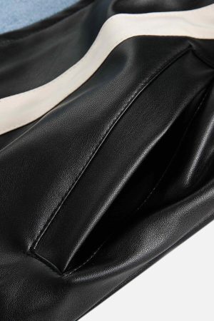 Concert Outfit Batwing Sleeves Faux Leather Jacket