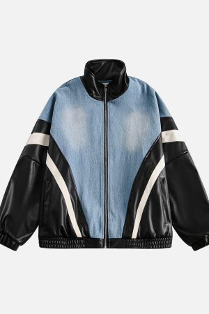 Concert Outfit Batwing Sleeves Faux Leather Jacket