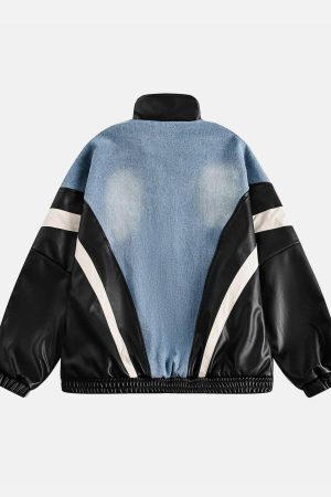 Concert Outfit Batwing Sleeves Faux Leather Jacket