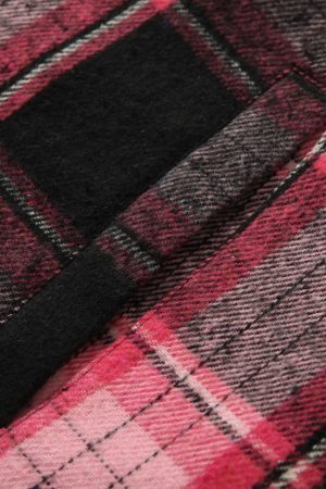 Concert Outfit Beaded Fur Collar Padded Plaid Jacket