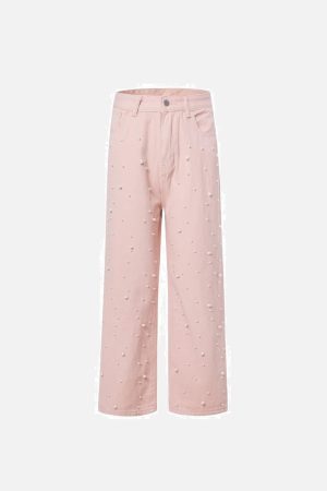 Concert Outfit Beaded Straight Jeans