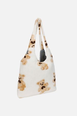 Concert Outfit Bear Pattern Sherpa Bag