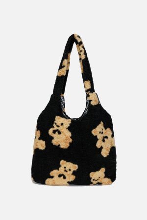 Concert Outfit Bear Pattern Sherpa Bag