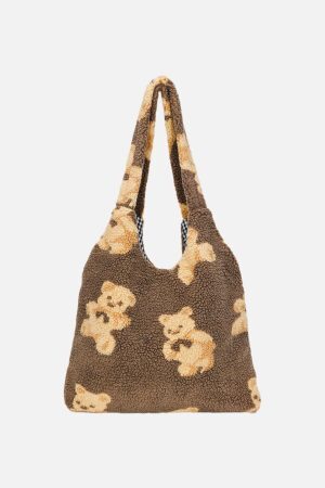 Concert Outfit Bear Pattern Sherpa Bag