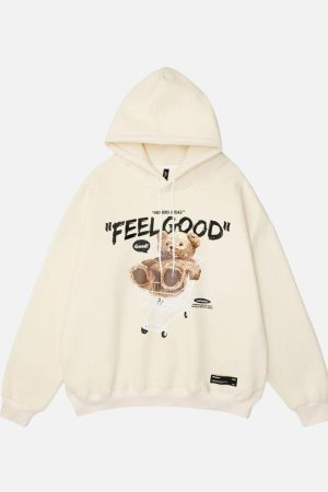 Concert Outfit Bear Shopping Cart Print Hoodie